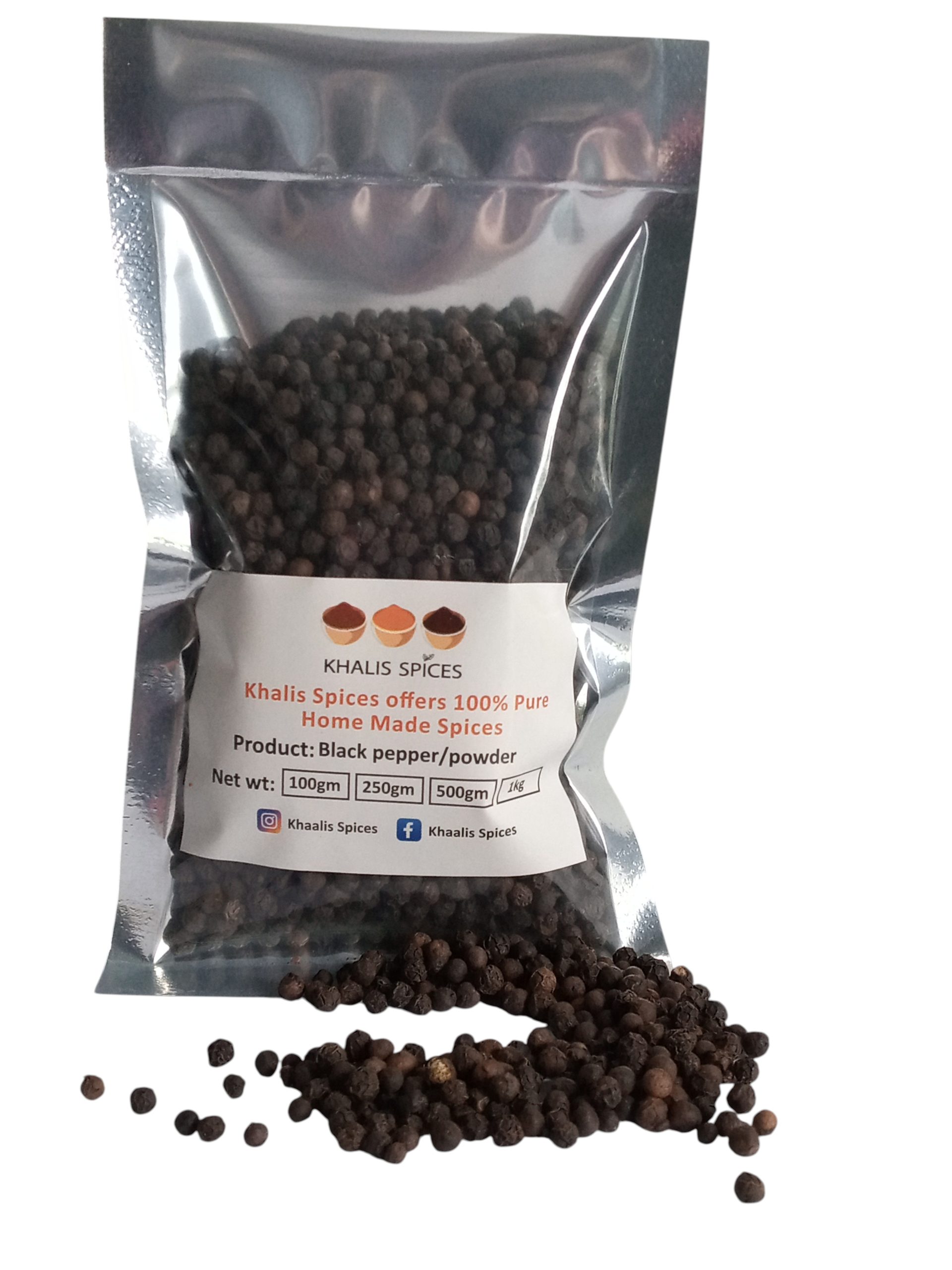 Sabut kali mirch/Whole black pepper.(100 Grams)